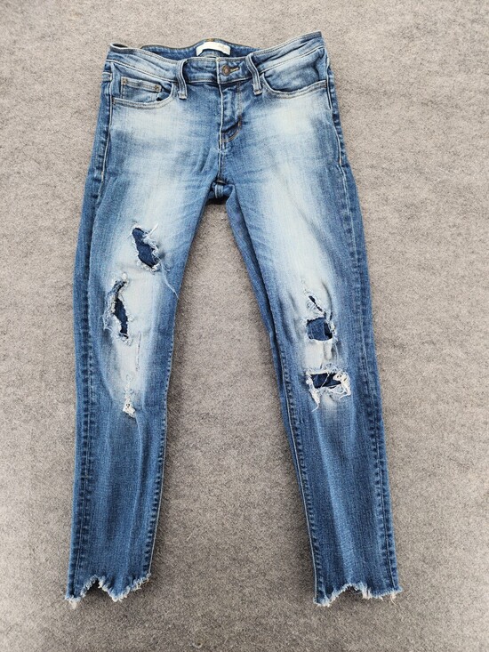 Daytrip Denim - Daytrip Jeans Womens 27 Lynx Ankle Skinny Distressed Blue Denim Raw Cuff